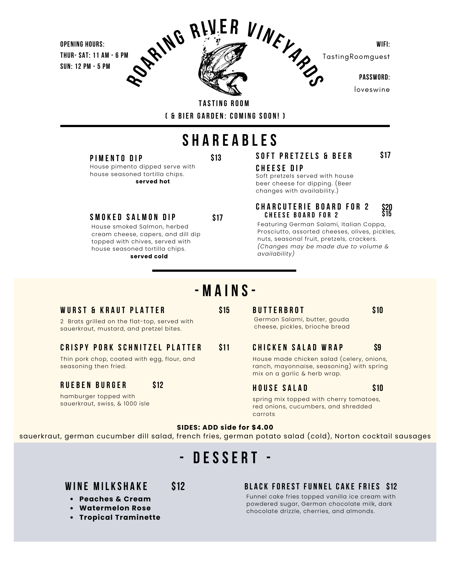 2025 Current Food Menu